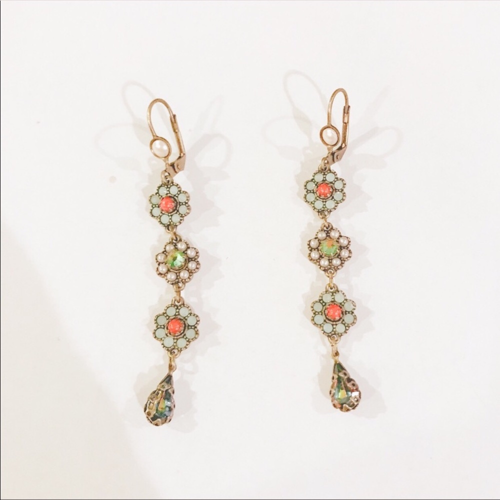 Israeli Beaded Flower Drop Earrings